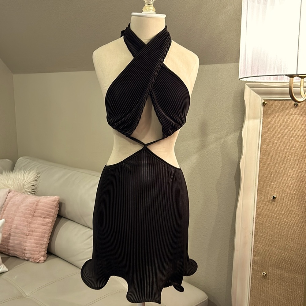 Black halter neck dress